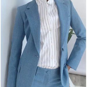 Theory Fitted Blazer- Stretch Wool Size 6 Color Chambray